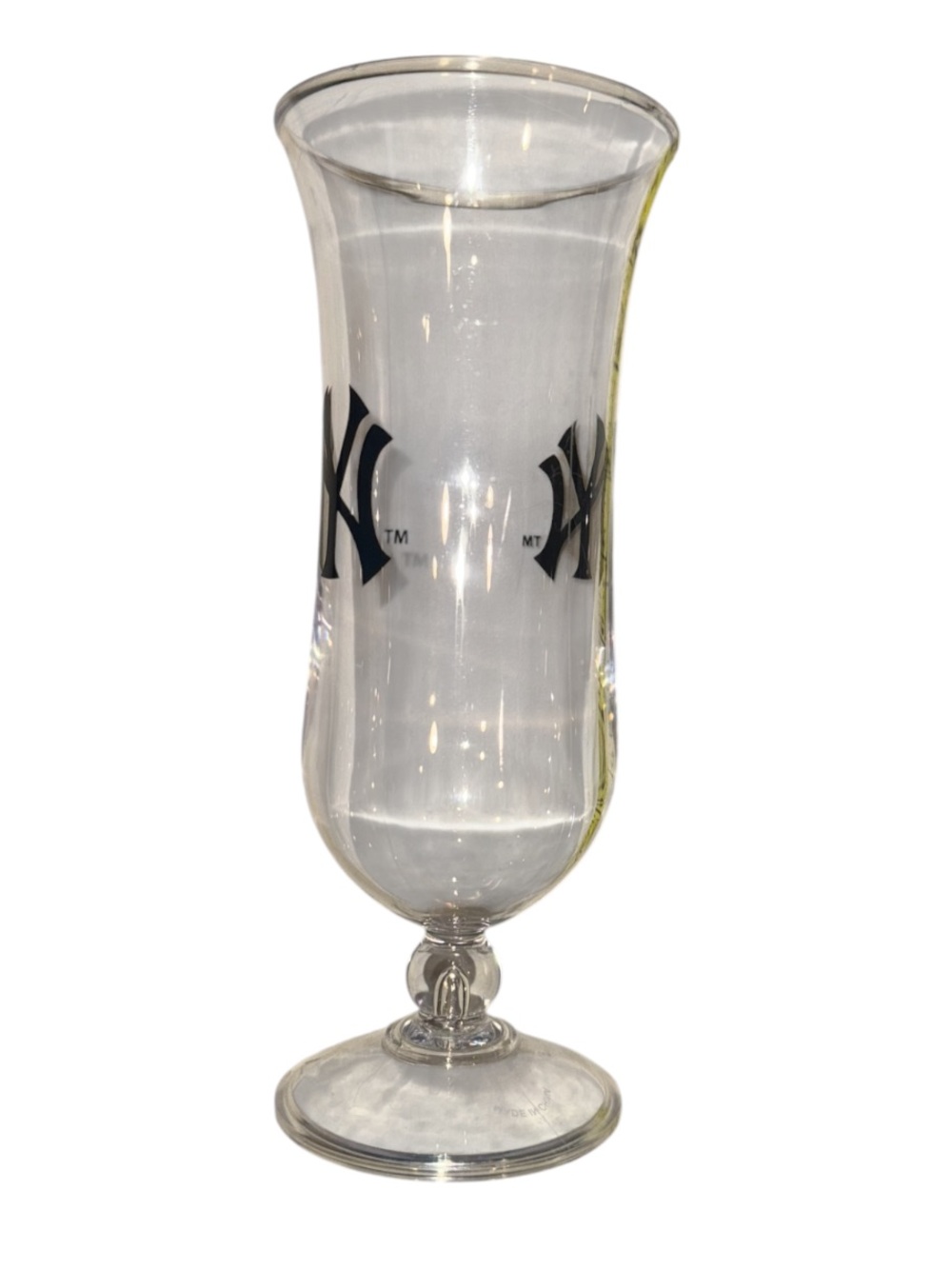 New York Yankees Clear Plastic Drinking Cup with Navy Logo